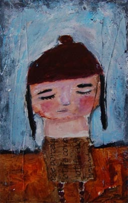 Delora - original mixed media 4x6 painting
