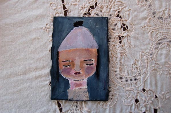 Myra - original mixed media 4x6 painting