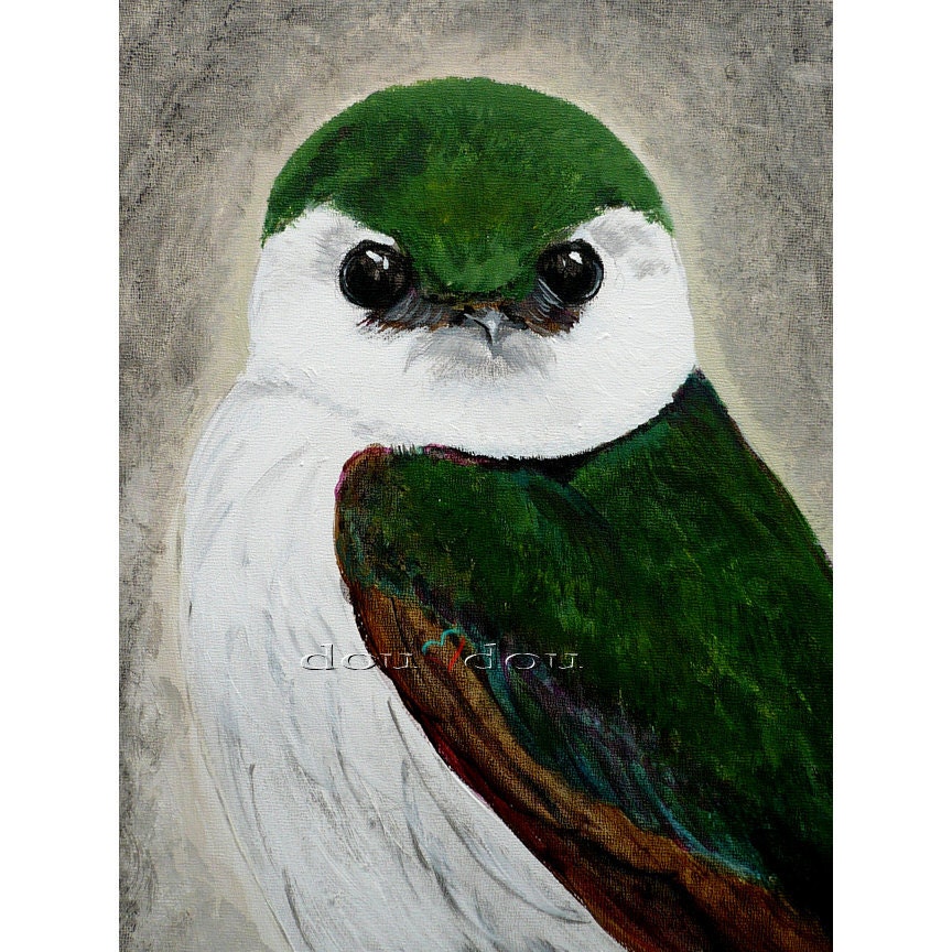 Bird Painting - Violet Green Swallow Print