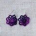 Purple Tatted Flower Earrings - Plum and Silver - Nomia