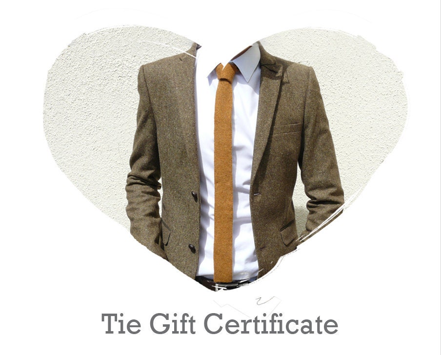 Mens Tie Custom Gift Certificate - Pick any Colour Tie - Valentine Gift For Him