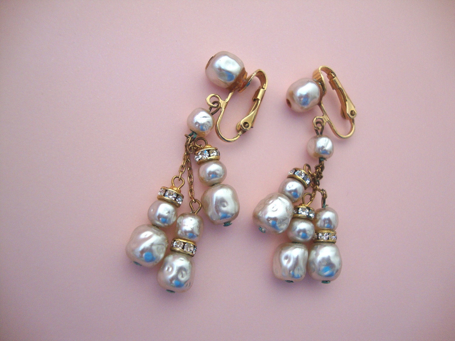 Hattie Carnegie Pearl Dangle Earrings