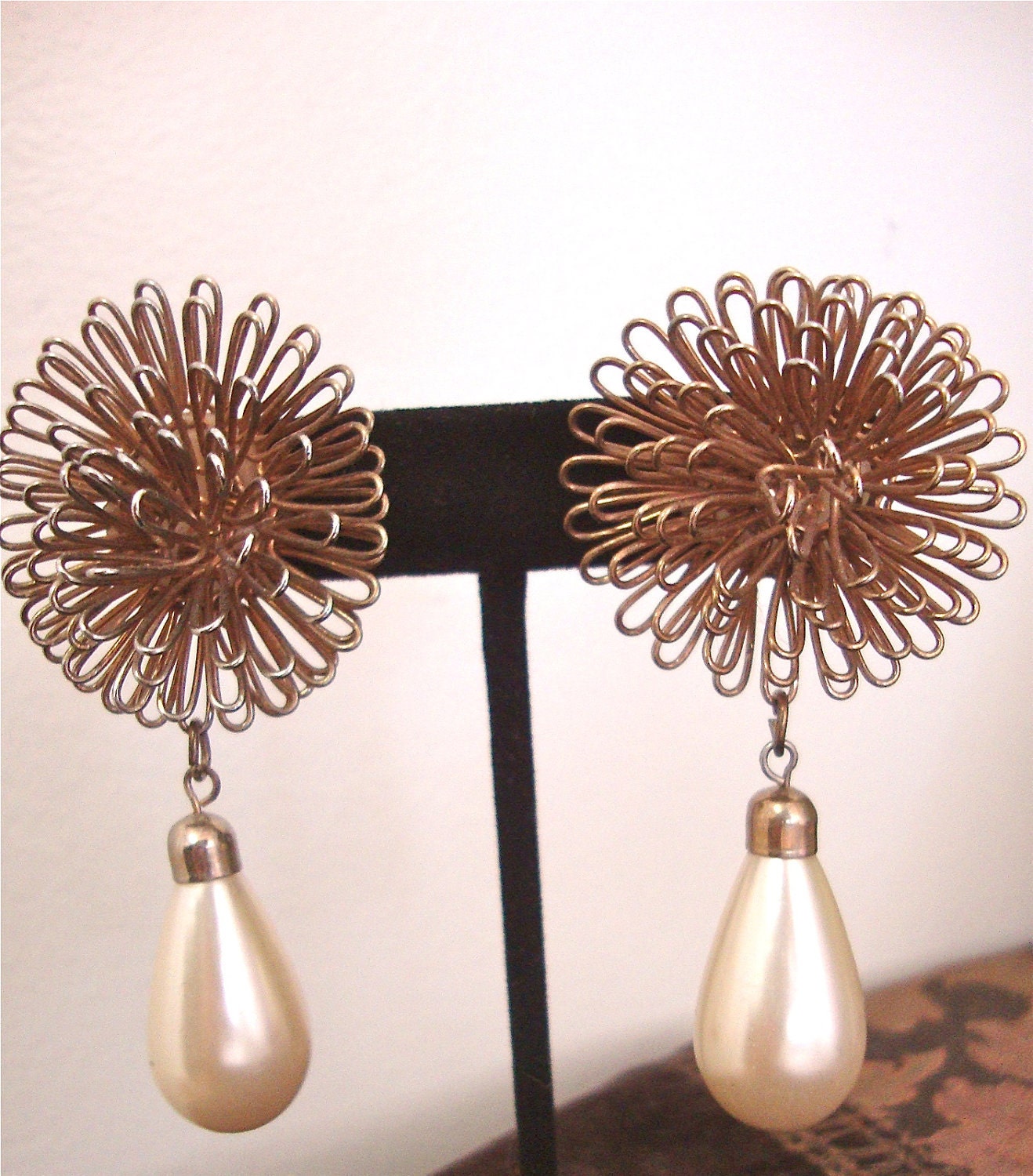 Art Deco Dangle Earrings Wired Metal Work