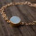 Aqua Blue Druzy Bracelet - Agate Geode Slice - Toggle Bracelet, 14KT Gold Fill