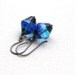 Azure glass earrings, Aqua Capri blue bicone Oxidized sterling silver