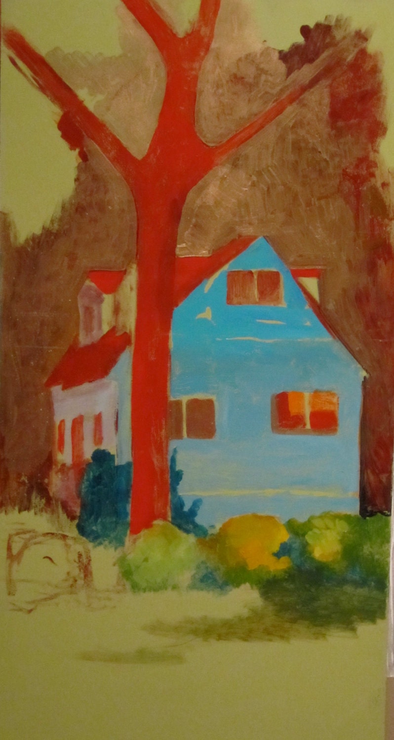 House Painting Oil on Wood Panel