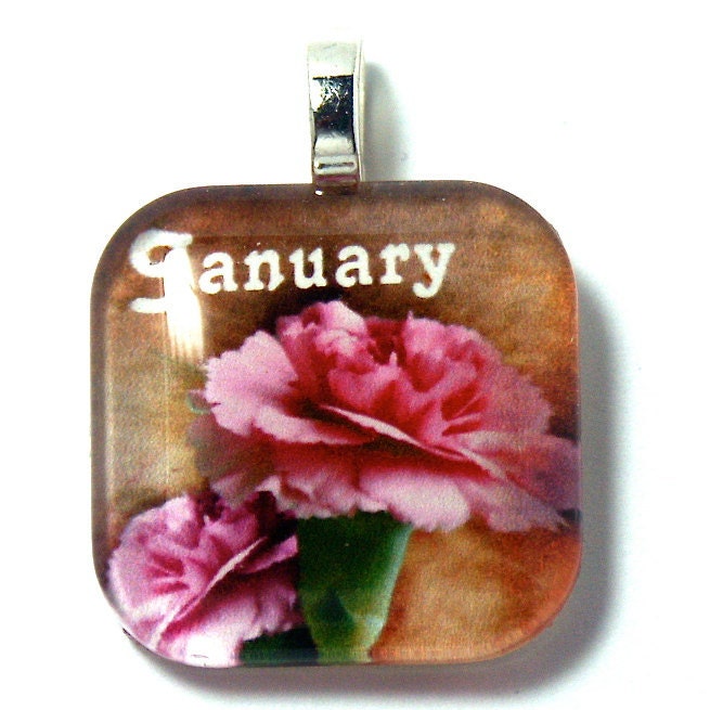 Birth Flower January Carnation Pendant