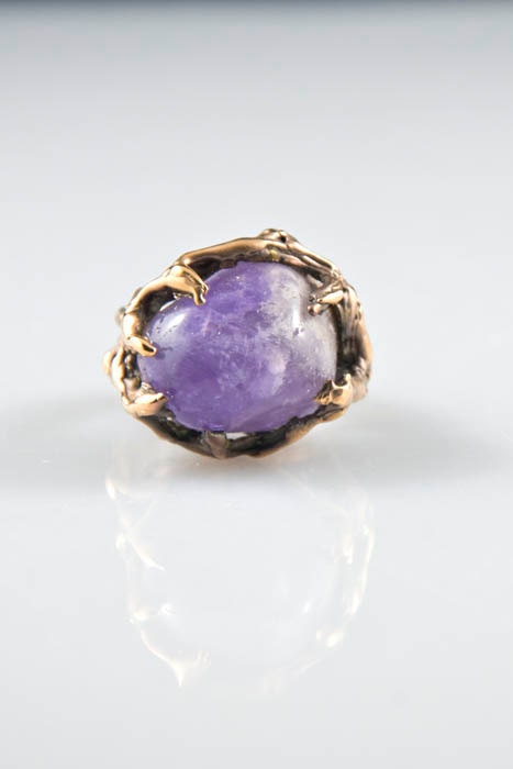 REEF Series - 24kt gold and Amethyst Small REEF Ring - OOAK