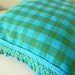 vintage cool blue and green gingham pillow cover 18x18