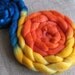 Over the Toadstool - Merino Fiber for Spinning or Felting - Hand Dyed Rainbow Roving 3.6 oz