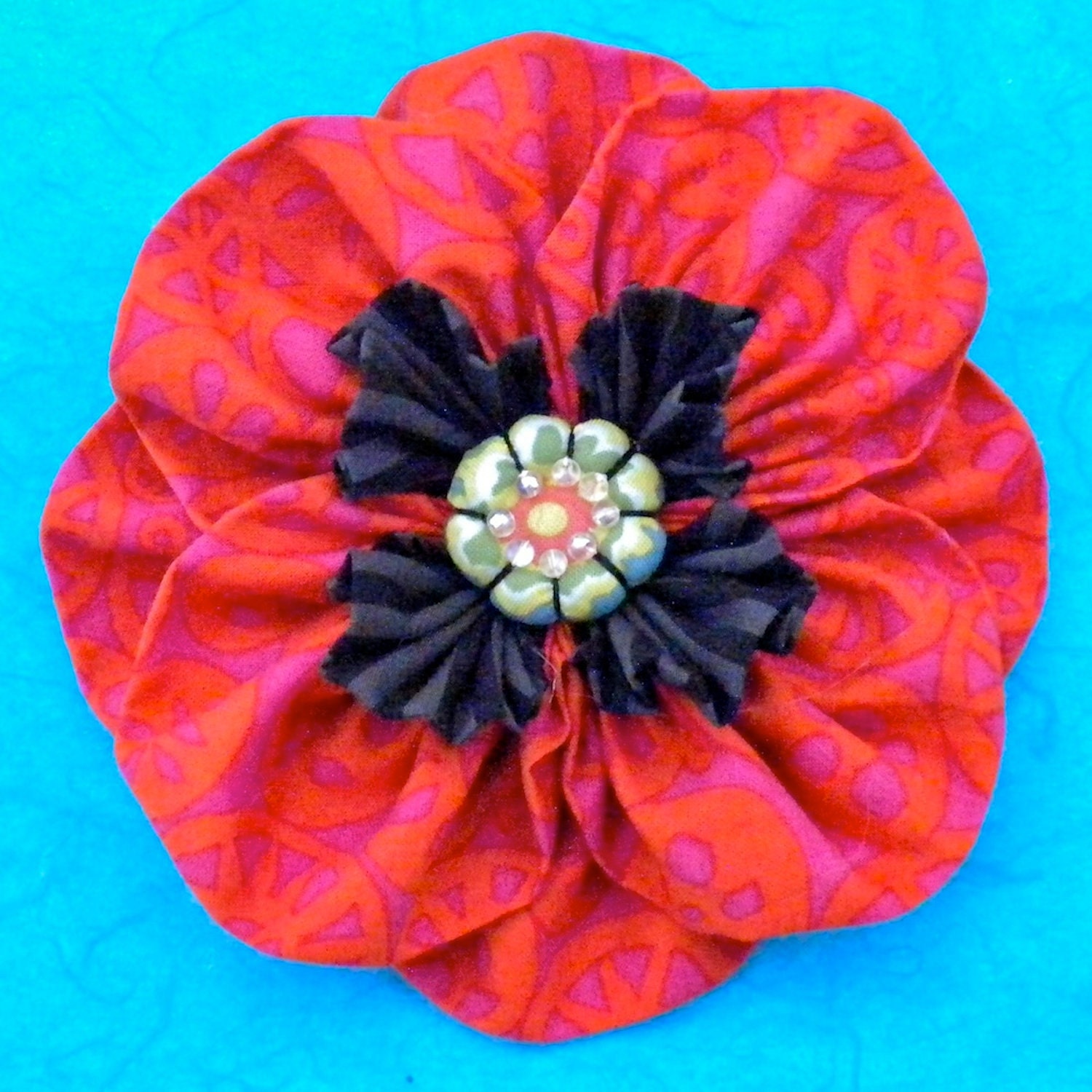 Fabric Flower Tutorial Pattern - Proud Poppy Brooch by La Todera
