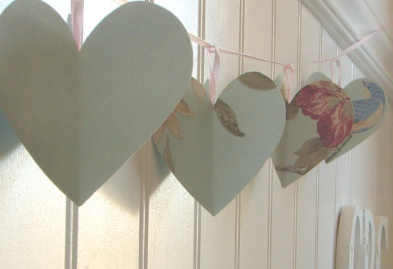 Heart Garland - Shabby Chic Garland - Upcycled Garland - Wedding Garland