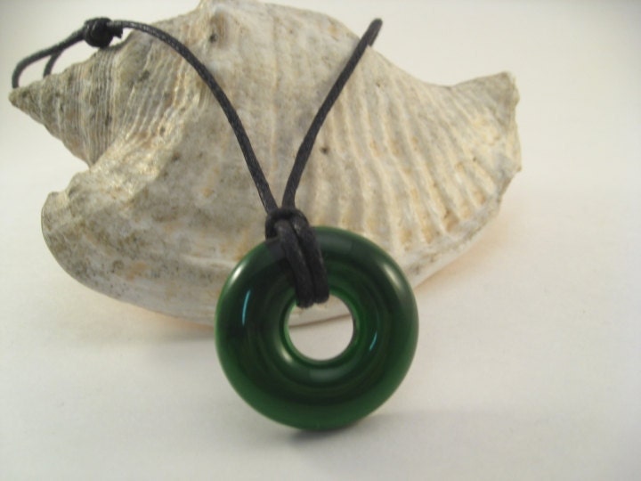 Recycled Glass Donut Pendant - Green