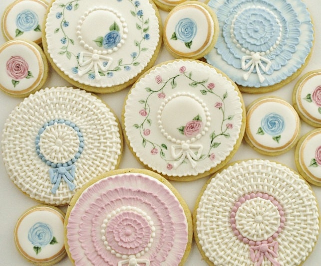Spring Hat Cookies - 6 large and 8 mini Orange Vanilla Spice Cookies