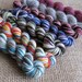 Mini Yarn Skein Bundle 3 - Fingering and Sport Sock Weight - 20 yds - Hand Dyed - 7 Skeins
