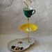 3 Tier Vintage Cake Stand - Jewellery Tidbit - Old Foley & Green Demitasse Coffee Cup Saucer