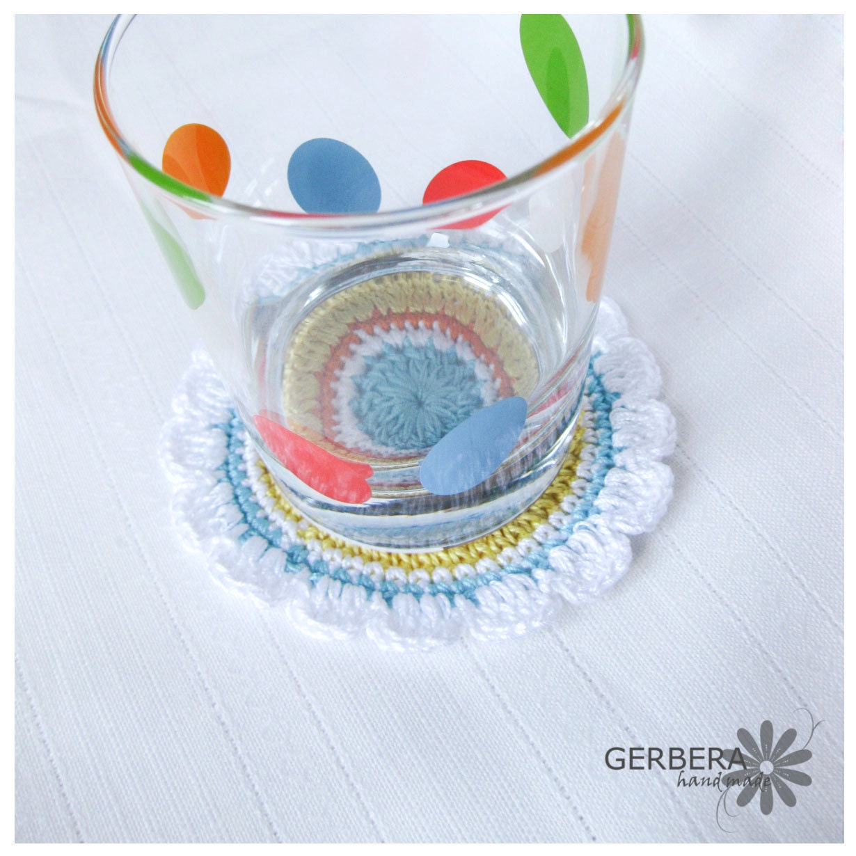 Crochet Coasters/Doilies of Multicolor Set of 3 Shades cotton 10 cm