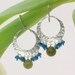 jade & apatite hammered hoops . earrings