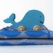 organic baby burp cloths SET of 2 with wood blue whale rolling toy (READY to ship - 3 available now)