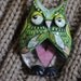 Mixed Media Art Owl Woodland Brooch Pin Wearable Art Jewelry