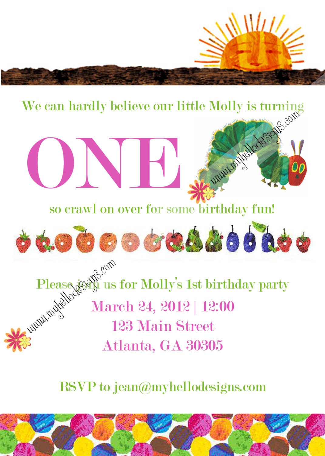 Birthday Invitation: Very Hungry Caterpillar