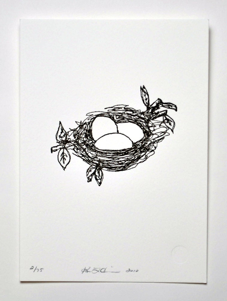 Nest (drawing in thread)- Letterpressed Print