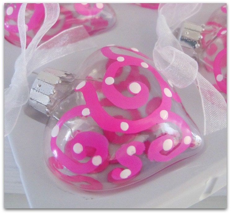 Hand Painted Glass Heart Ornaments