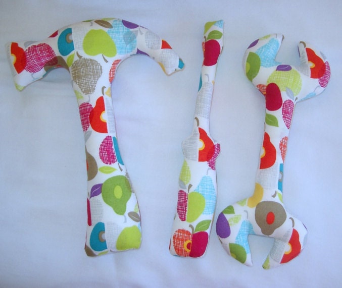 Organic 3 Piece Stuffed Tool Set - Teething and Role Play baby toy - Apples & Pears