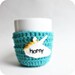Horny Unicorn Funny Coffee Mug Cozy Tea Cup turquoise white yellow crochet handmade