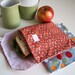 pair of reusable, lined sandwich bags in dot & vintage red floral