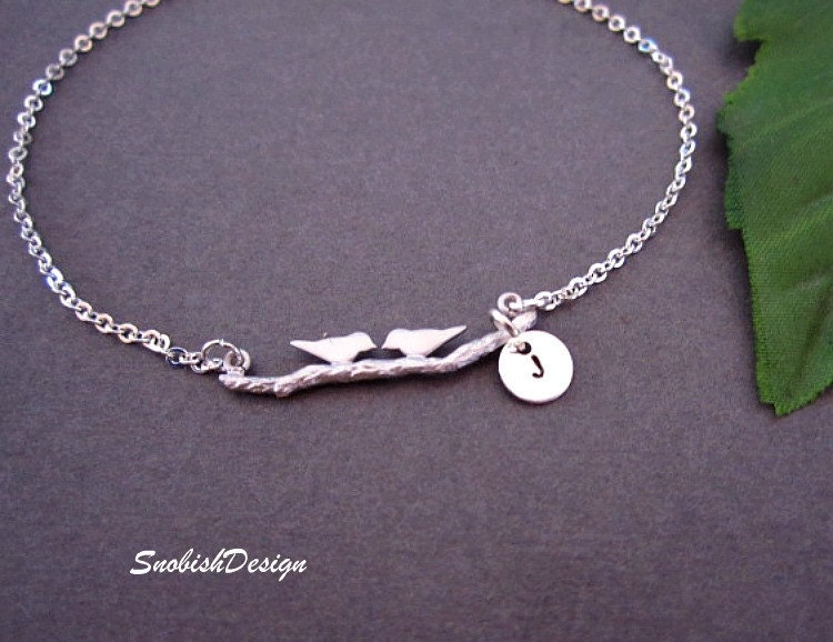 Personalized Jewelry Love Birds Bracelet Hand by SnobishDesign Personalized Jewelry Love Birds Bracelet Hand by SnobishDesign