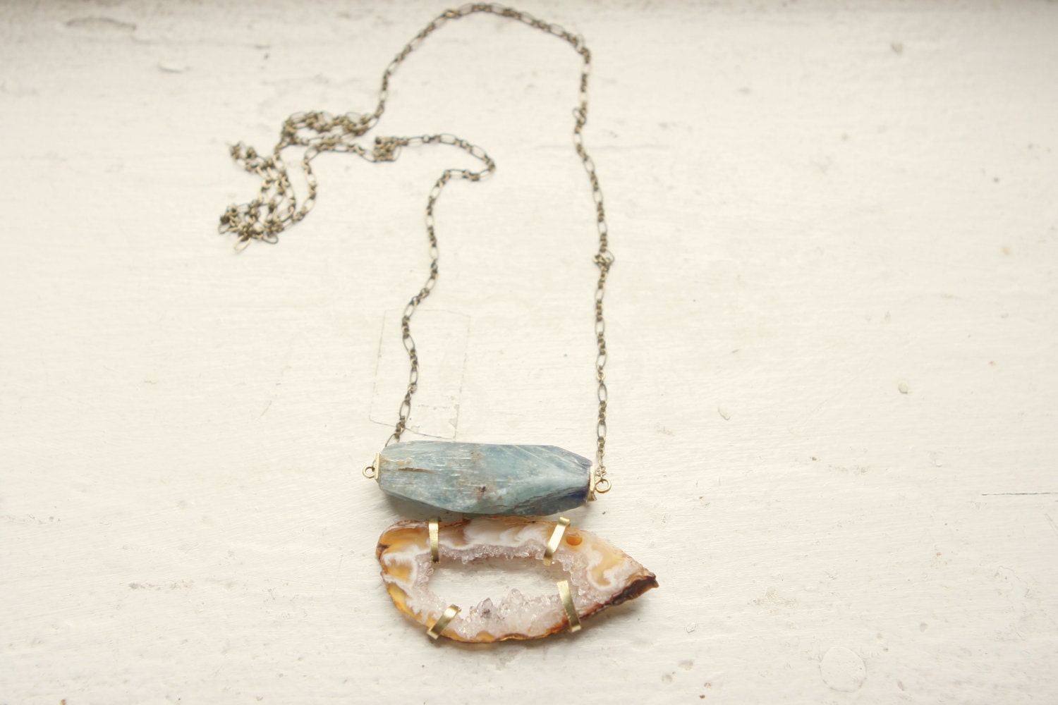 Brazilian Kyanite & Brazilian 'Oro' Geode Necklace