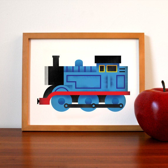 Kids Train Print - Blue 8 x 10