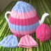 Hand knitted breakfast cosy set
