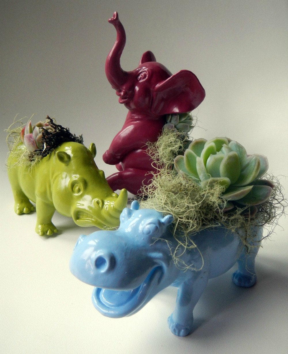 Animal Planter Trio - Mini Modern Art Centerpeices