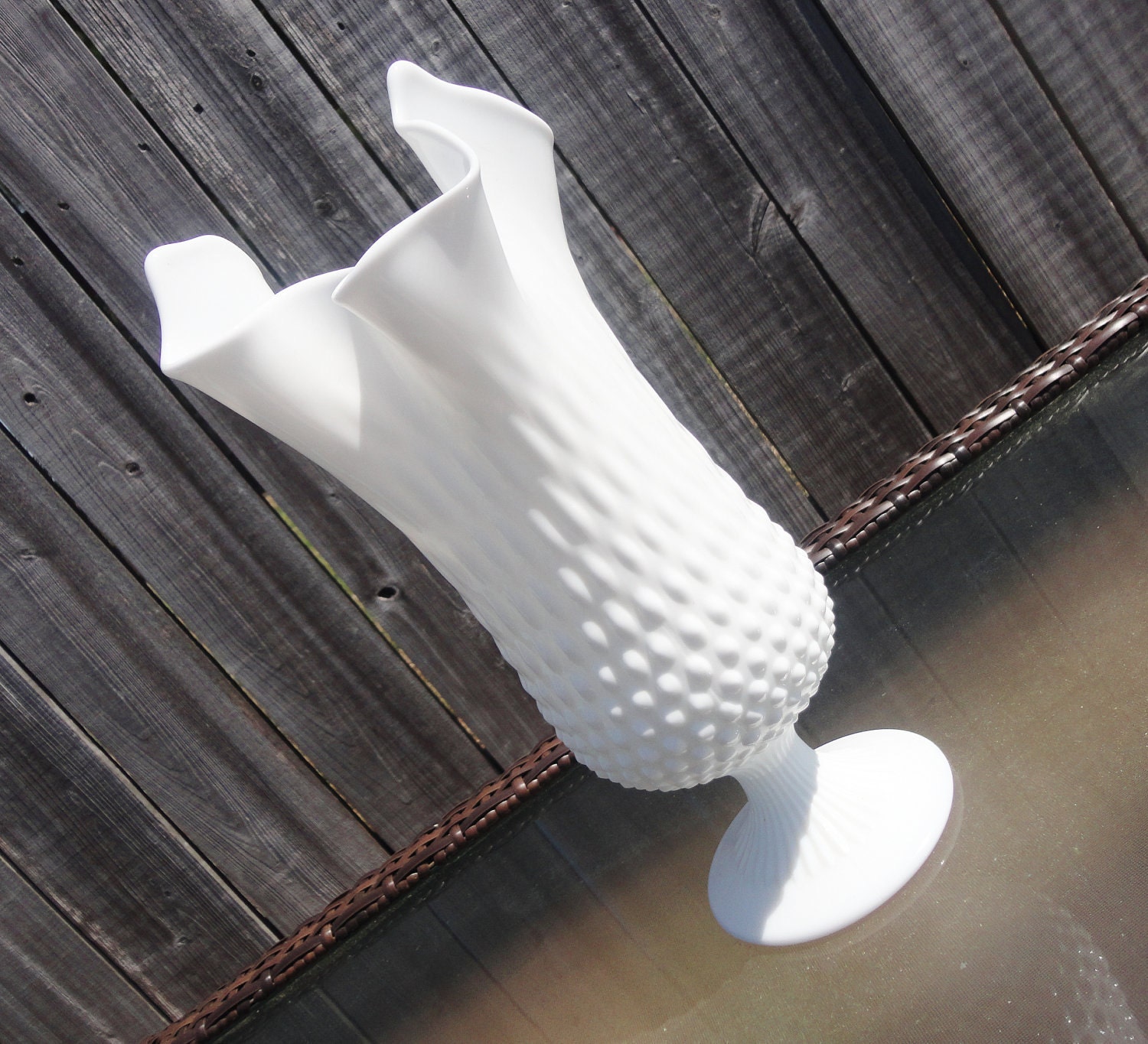 Large Vintage Fenton Hobnail Vase