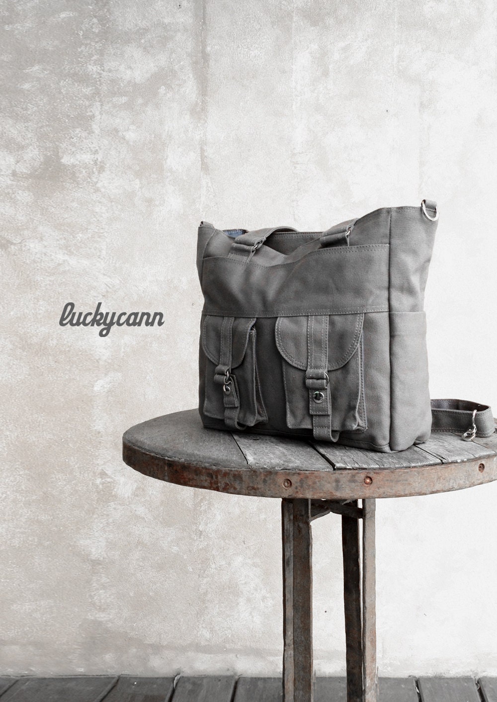 BAILEY // Dark Grey // Luckycann // Handmade // Canvas Bag