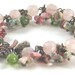 Gemstone Beaded Bracelet Pink Rose Quartz Green Peridot Spring Summer Fashion Jewelry