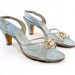 1940s Ansonia Handmade Blue Leather Sling Backs 9 1/2 N