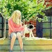 Landscape Art Watercolor Painting Print Bulldog Dog Kids Women Mothers Day Spring Summer Nature 10.6 x 13.6 Price Under 30
