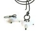 SALE Snow Flowers Earrings White Opalescent Flowers Charcoal Silver Dangle. Modern Floral Jewelry