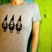 Gnome Trio T-Shirt screenprint  -Heather Gray and Black- Vintage Inspired Graphic