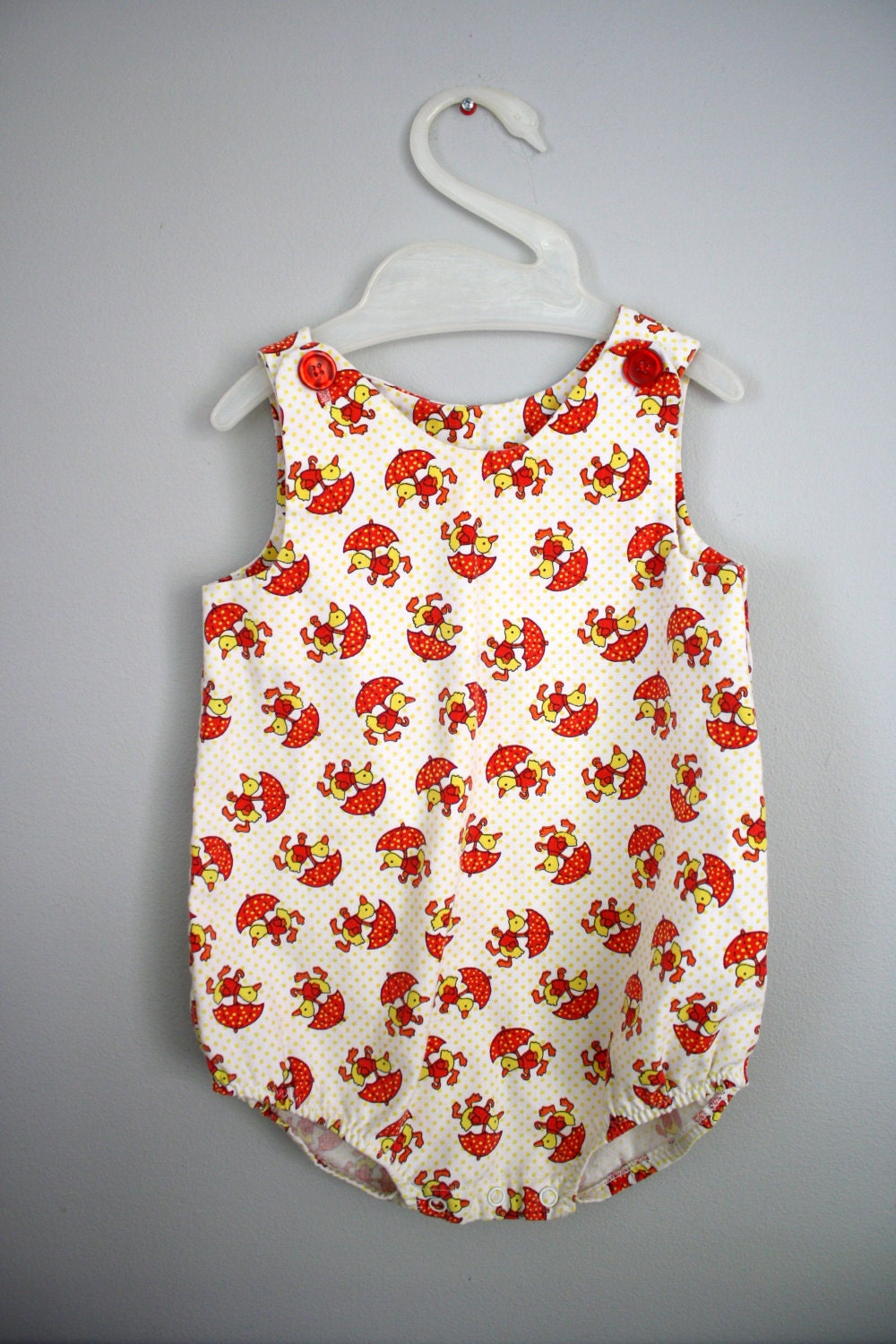 70s Duck Sunsuit Onesie Sz 18 to 24 months