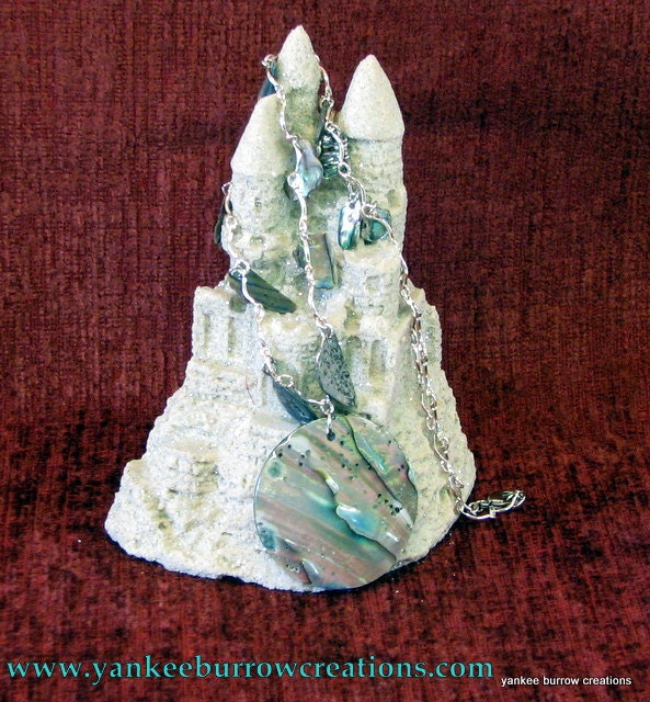 abalone shell necklace on silver chain