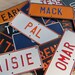 Vintage Metal License Bicycle Name Plate Antique Original 1950s White Blue Black Yellow Orange Red Green