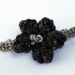 Crocheted 4 Inch Flower Barrette -- Gray, Brown, Purple, Teal -- Free Shipping