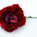Red and Pink Crocheted Flower Bobby Pin -- Free Shipping