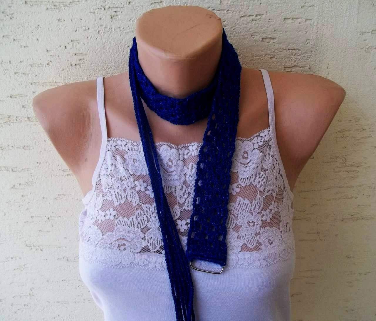 Set of capalet  belt scarf royal blue bright by KnitterPrincess