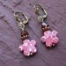 Pips Earrings, Flower Earrings, Ruby Earrings, Dangle Earrings, Polymer Clay Earrings, Antiqued Brass Earrings,