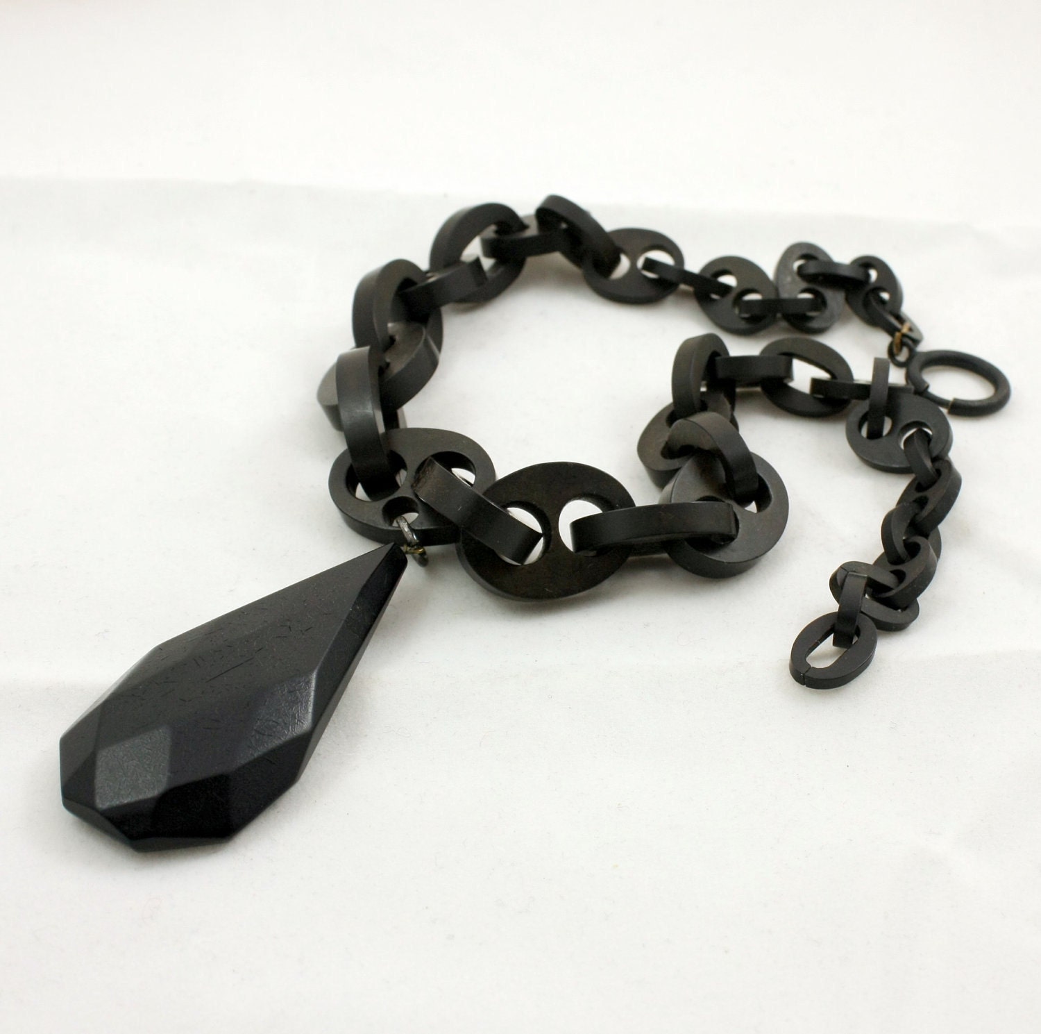 Victorian Mourning Jewelry Vulcanite Necklace